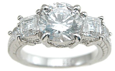 Sterling Silver Cubic Zirconia CZ Three Stone Anniversary Engagement Ring Size 5 6 7 8 9