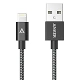 【改善版】【Apple認証 (Made for iPhone取得)】 Anker 第2世代 高耐久ナイロン ライトニングUSBケーブル iPhone 6s/iPhone 6s Plus/iPhone 6/5/iPad Air/ iPad mini/ iPod用 絡み防止 耐熱アルミコンパクト端子 (スペースグレー 0.9m) A7136011