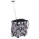 412F6KVSjWL. SL160  Reisenthel Carry Cruiser  Rolling Tote with Telescoping Handle, Fleur Black