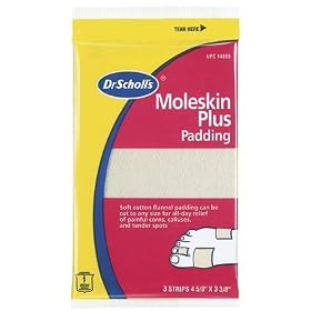 Click here to buy Dr. Scholl's Moleskin Plus Padding Strips, 4 5 8' X 3 3 8 3 ea by Dr. Scholl's.