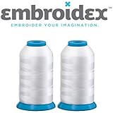Set of 2 Huge White Spools Bobbin Thread for Embroidery Machine and Sewing Machine - 5500 Yards Each - Polyester -Embroidex