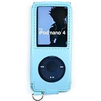 Special Edition Leather Case with Swivel Belt Clip + Screen Protector for Apple iPod Nano Nano-Chromatic 4th Generation 8gb 16gb + Bonus Young Micro Shoe Silicone Pouch for Nike+ Sensor (Nano Chromatic Not Included), Sleeve Blue