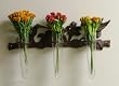 Hummingbird Cast Iron Wall D&eacute;cor with Glass Vases