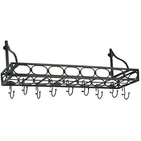 <b>Old Dutch International 36 Inch x 9 Inch x 11?Inch Rustic Bookshelf Pot Rack with 8 Hooks, RM</b>
