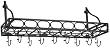 Old Dutch International 36 Inch x 9 Inch x 11&frac34; Inch Rustic Bookshelf Pot Rack with 8 Hooks, RM
