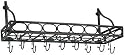 Old Dutch International 36 Inch x 9 Inch x 11&frac34; Inch Rustic Bookshelf Pot Rack with 8 Hooks, RM