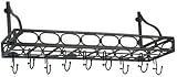 Old Dutch International 36 Inch x 9 Inch x 11  Inch Rustic Bookshelf Pot Rack with 8 Hooks, RM
