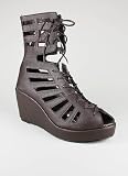 Lace-Up Cut-Out Peep Toe Wedge