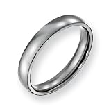 Stainless Steel 4mm Polished Comfort Fit Wedding Band Ring (Size 6-13 )