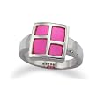 Stainless Steel Ladies' Ring With Pink Resin Inlay (Sizes 8-11)