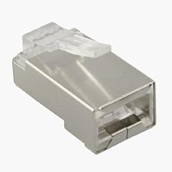 CAT 5E RJ45 plug for shielded solid STP cable, 50 micron, bag of 50