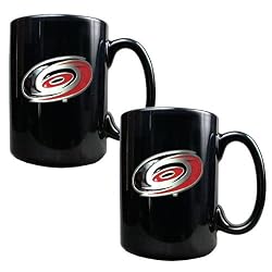 Carolina Hurricanes NHL 2pc Black Ceramic Mug Set - Primary Logo by Great American Products