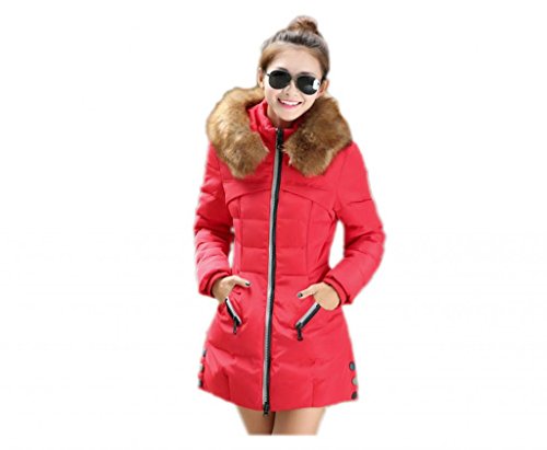 (ラボーグ) La Vogue レディース モッズコート 中綿ジャケット ミリタリーコート ファーフード付ロングZIPコート 冬着痩せ綿服