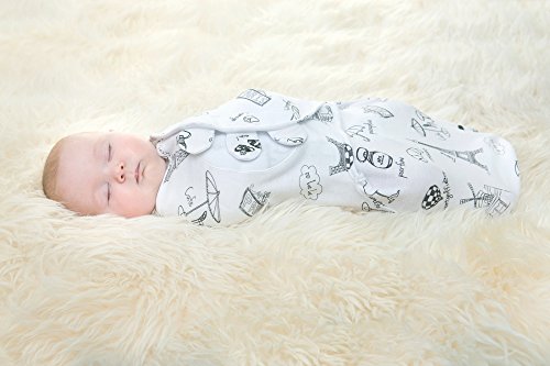 100% Organic Cotton Simple Swaddles in Paris Theme, (3-6M)