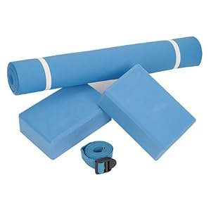 Non Slip Comfortable Set Yoga Mat , 2 Blocks, and Cotton Strap. Pilates, Exercise Mat