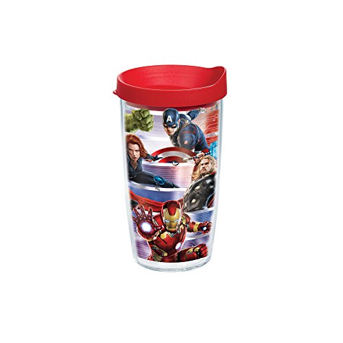 Tervis Avengers Horizon Wrap Tumbler with Red Lid, 16-Ounce, Marvel