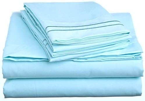 #1 Exotic Bedding Collection By Bombay Linens 1300 Thread Count King Size Sky Blue Color 100% Egyptian Quality Supreme Solid Pattern 4 Piece Sheet Set