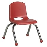 10" School Stack Chair With Chrome Legs Color: Red, Glide: Ball Glide
