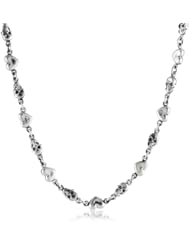 King Baby Skull and Heart Chain Sterling Silver Necklace 18"