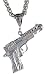 Sterling Silver 1 1/2 (38 mm) Small Diamond Cut Colt 45 Pistol Pendant