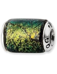 Yellow Dichroic Glass, Barrel Charm for 3mm Charm Bracelets