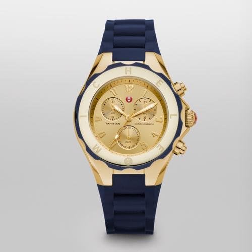 MICHELE Tahitian Jelly Bean Navy Large Gold Tone