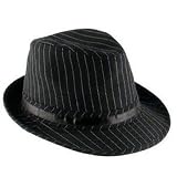 Black Pinstripe Fedora Hat
