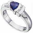 14Kt White Gold Trillion Cut Genuine Bluish Iolite and Diamond Ring