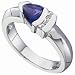 14Kt White Gold Trillion Cut Genuine Bluish Iolite and Diamond Ring