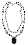 Onyx and pearl necklace, 'Duet' 17.7 L x 1.8 W