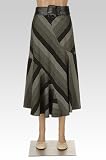 Yarn Dye Stripe Belted Panel Skirt