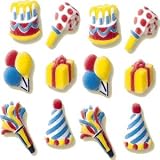 Birthday Cakes - Assorted Birthday Shaped Edible Hard Sugar Decorations, 12 pcs