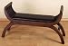 TRADITIONAL HANDMADE 47" Wide Wood/Leather Bench on Black Finsh