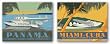 Miami-Cuba and Panama Set by David Grandin 28"x22" Art Print Poster
