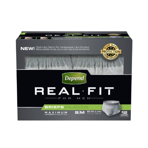 Depend Underwear Real Fit Maximum Absorbency for Men, Small/Medium, 12 Count (Pack of 4)