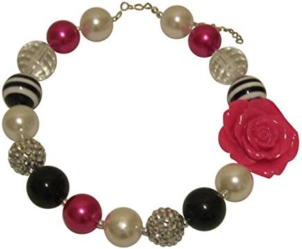 Little Girls Chunky Bubble Gum Rose Necklace