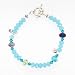 Light Blue Crystal Beaded Toggle Bracelet with Swarovski Crystals and Tiny Sterling Silver Charms, 7 1/4" Length, #7521