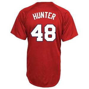 MLB Los Angeles Angels Of Anaheim Torii Hunter Full Button Down Synthetic Replica Batting Practice Jersey,X-Large