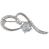 Silver Tone Fancy Curve Rhinestone Pugster Brooch