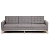 Florence Knoll Style Sofa 3 Seat, Cadet Grey Tweed Cashmere Wool