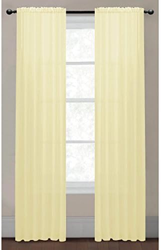 Window Elements Diamond Sheer Voile Extra Wide Rod Pocket Curtain Panel, 56 x 84-Inch, Yellow by YMF Carpets LLC
