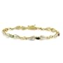 18K Gold over Sterling Silver Multi Gemstone & Diamond Accent Heart Link Bracelet