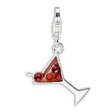 Sterling Silver Cocktail Glass w/Lobster Clasp Charm
