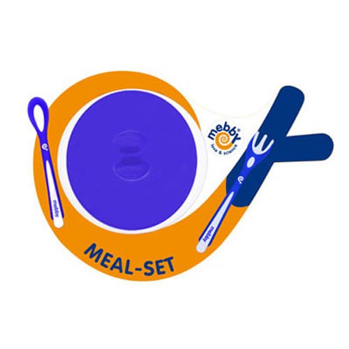 Imagen 2 de Mebby Meal - Plato infantil con cubiertos, color azul/blanco
