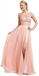 Slit Sheer Beaded Chiffon Evening Dress/Pageant Dress/Prom Dress 