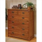 Image of Cheap Buy US Mission Solid Oak Six Drawer Chest in Rubbed Oak Finish Lower Price US, Tradewins