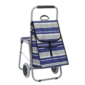 Heavy duty Folding Shopping Cart w  Seat and Luggage Carrier 76101 Blue by 