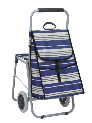 Heavy duty Folding Shopping Cart w/ Seat & Luggage Carrier/76101/Blue