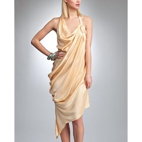 bebe Silk Drape Halter Dress :  neutral runway