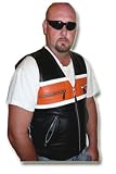 Leather Color Stripe Motorcycle Vest (3 Colors)-leatherbull(free U.s. Shipping)